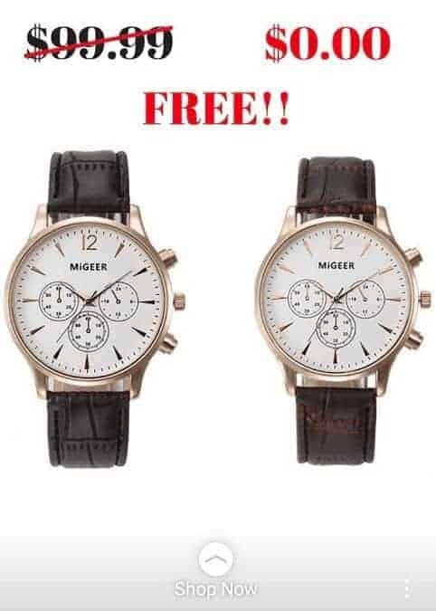 free plus shipping offer example watches in instagram story