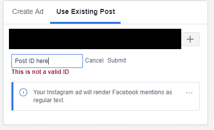 Screenshot of where to put the Post ID in Facebook step 2