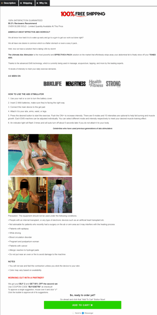 product description example from dropshipping store: SpartanMart