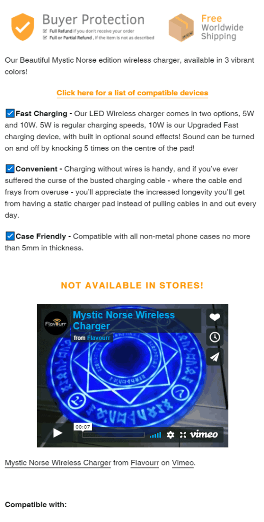 product description example from dropshipping store: Flauvourr
