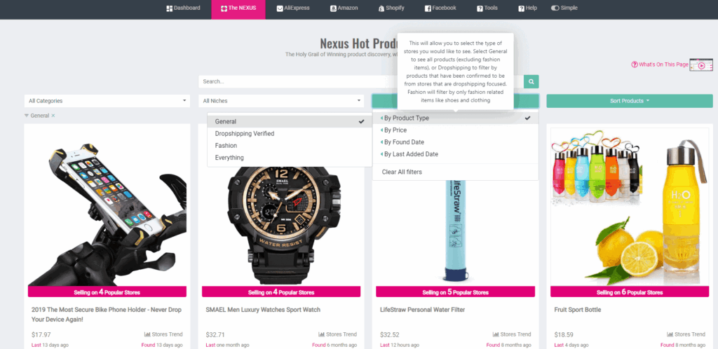 AliExpress Trend Explorer. Dropshipping product research tool inside Sell The Trend