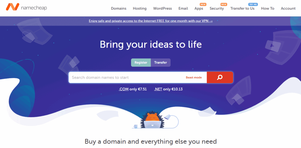 Buy a domain on Namecheap