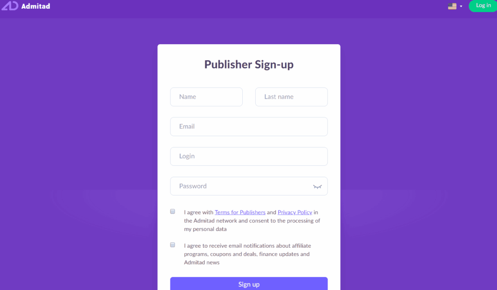 Signing up for Admitad as a Dropshipper | Step 1