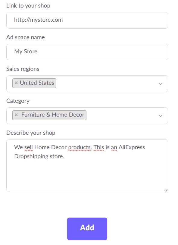Signing up for Admitad as a Dropshipper | Step 3