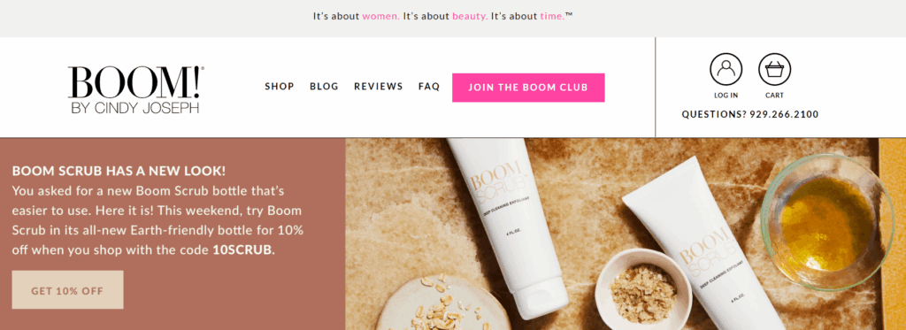 Ecommerce Brand Example: BOOM by Cindy Joseph