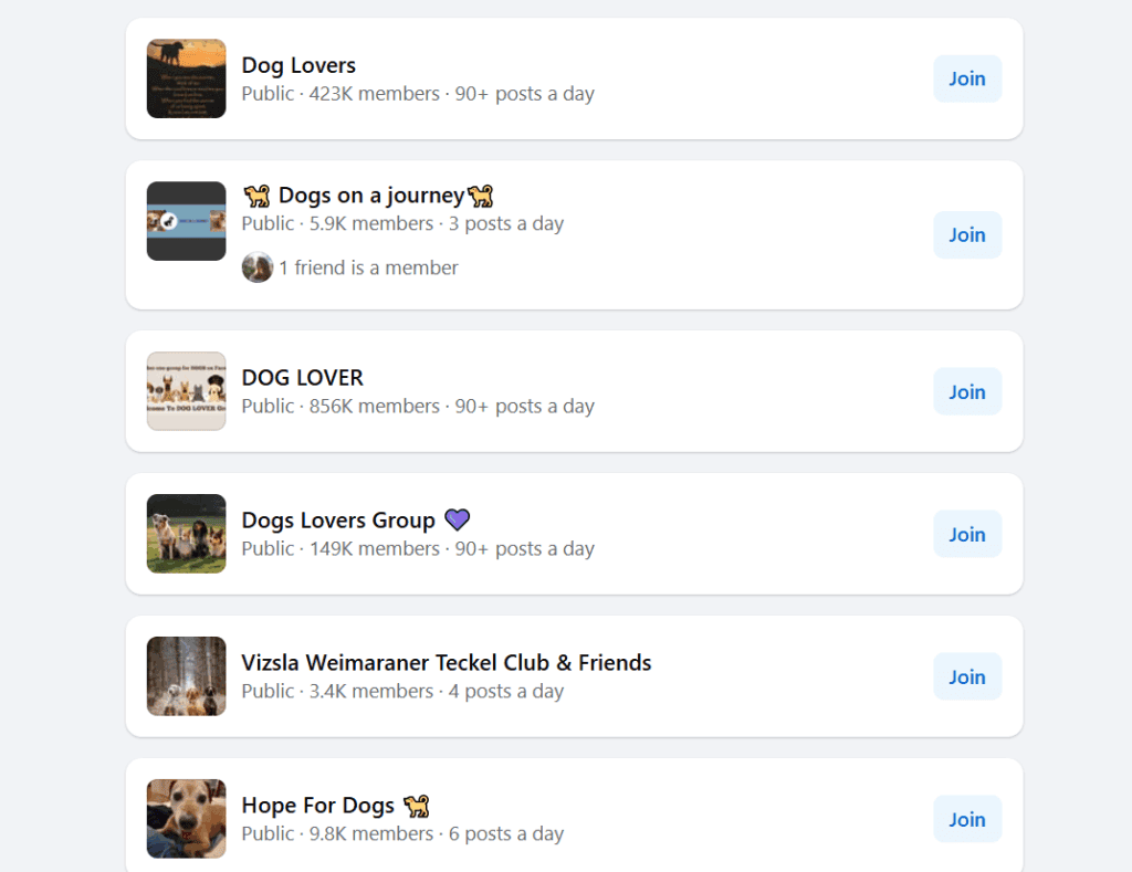 Facebook dog groups