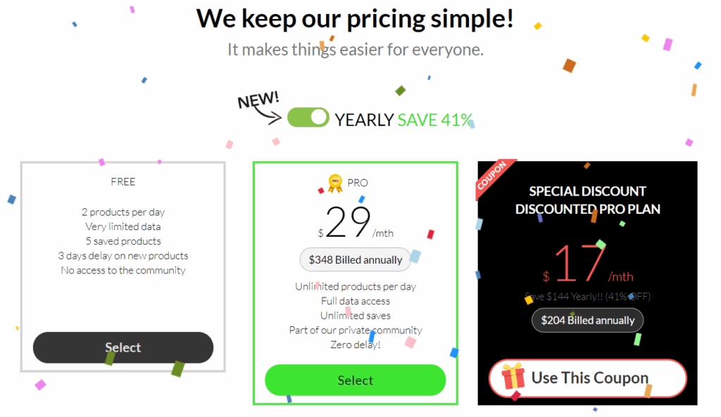 Ecomhunt Review: Yearly pricing of Ecomhunt