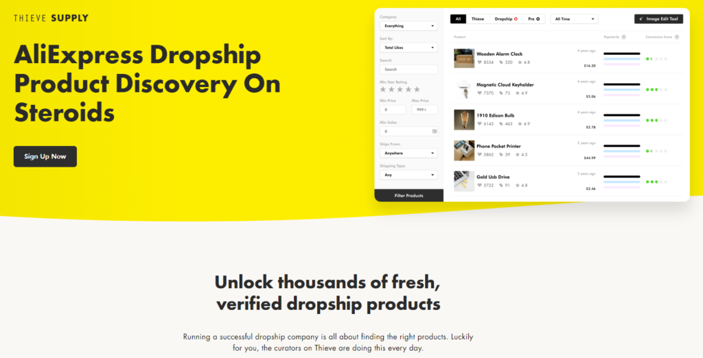 Dropshipping product research tool: Thieve Supply