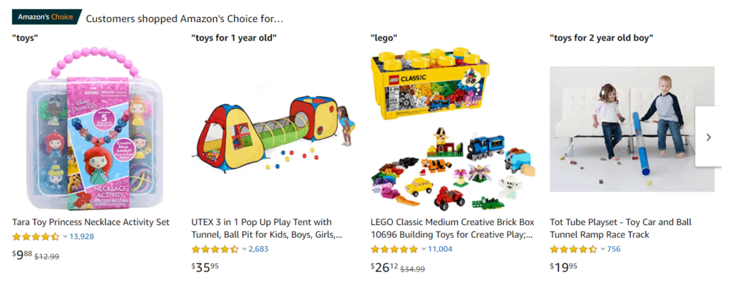 Toys examples Amazon
