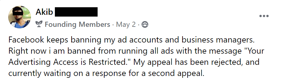 Getting banned from advertising on Facebook