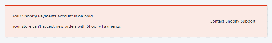 Shopify Payments account on hold