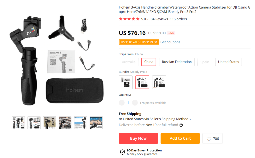 Black Friday product example action camera stabilizer