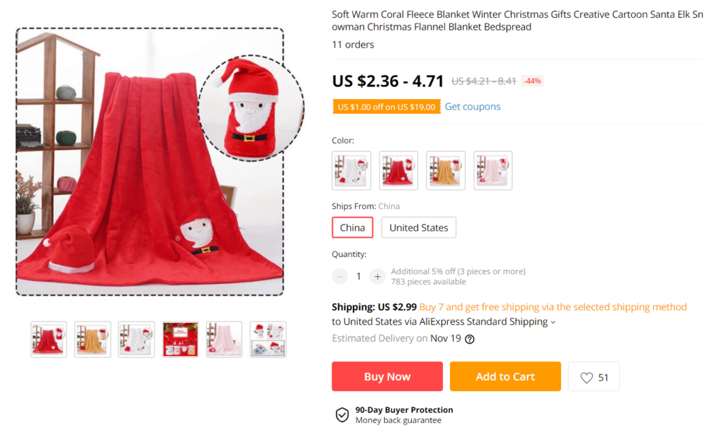Christmas product example to sell online Christmas foldout blanket