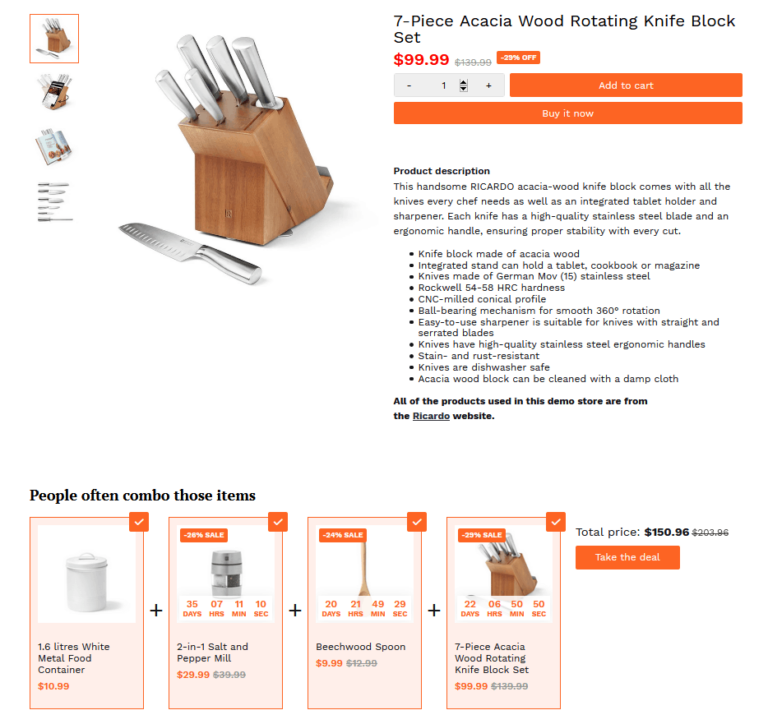 Booster theme product page example