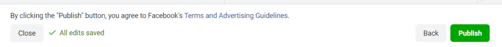 Facebook Ads guide final step, publishing the ad