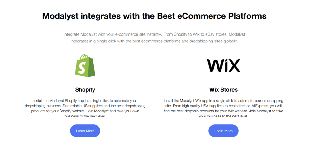 Modalyst integrations