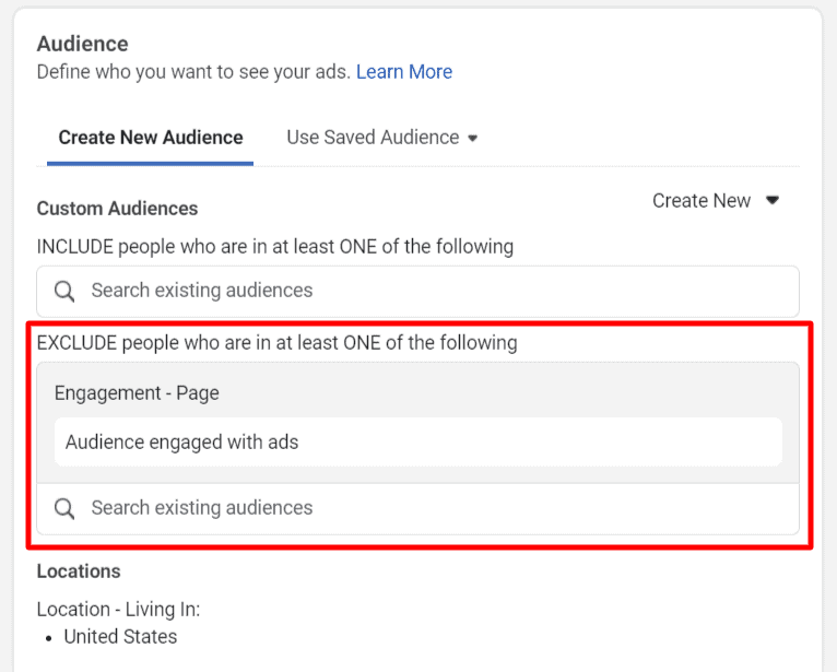 Use Facebook custom audience in targeting