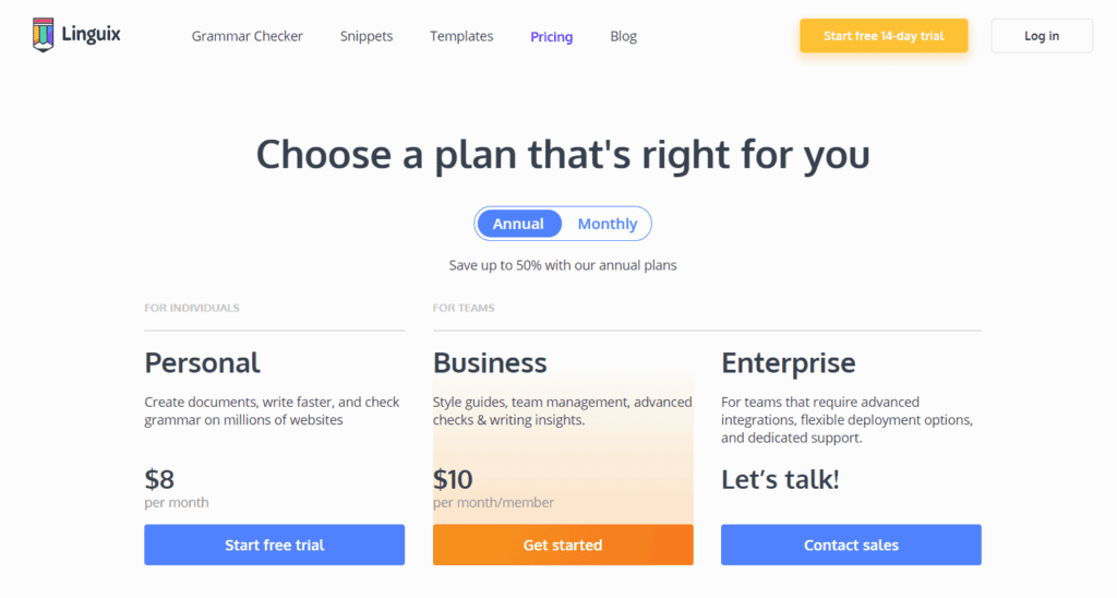 Pricing plans of Linquix