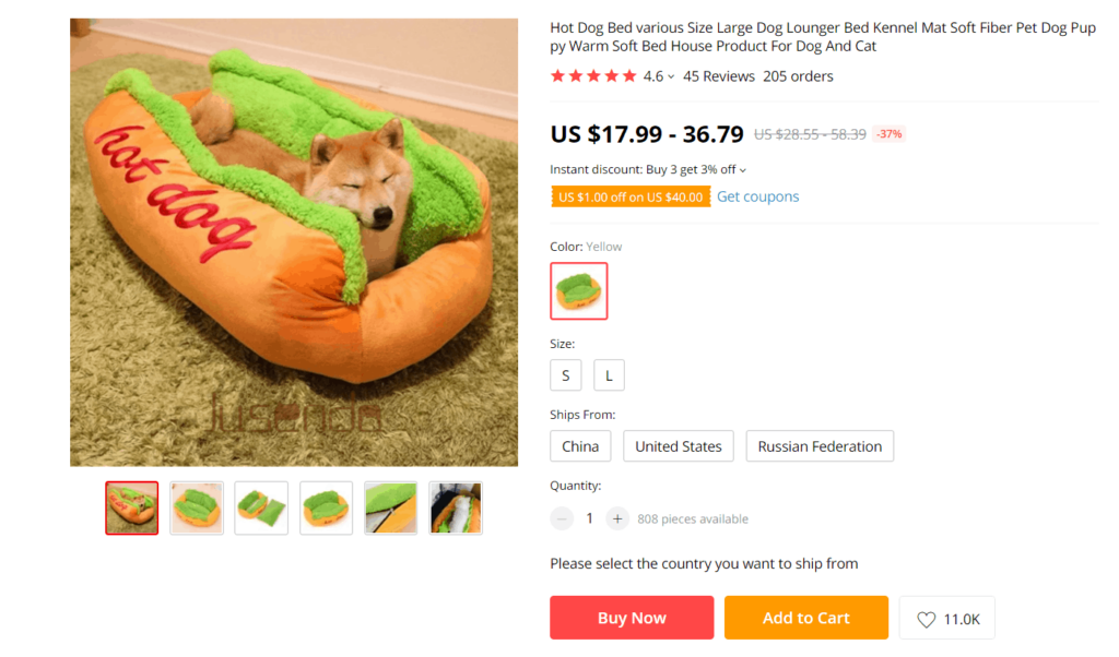 AliExpress dropshipping product example