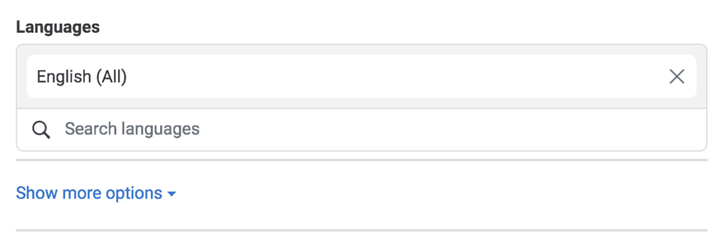 Targeting English speakers in Facebook  settings