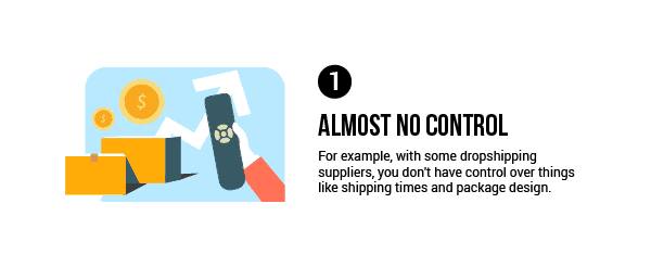 With dropshipping, you don't have control over things like shipping times and package design