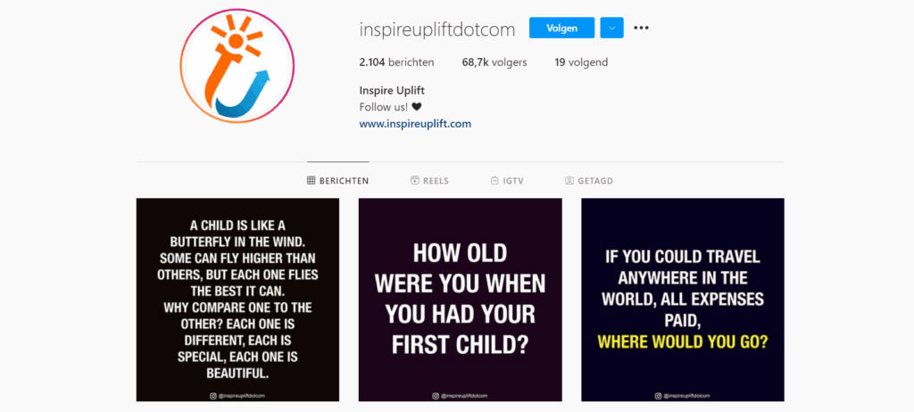 Inspire Uplift Instagram page