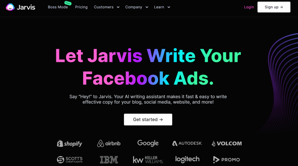 Homepage of Jarvis.ai