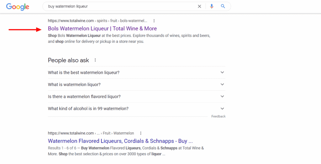 First results on a Google search example