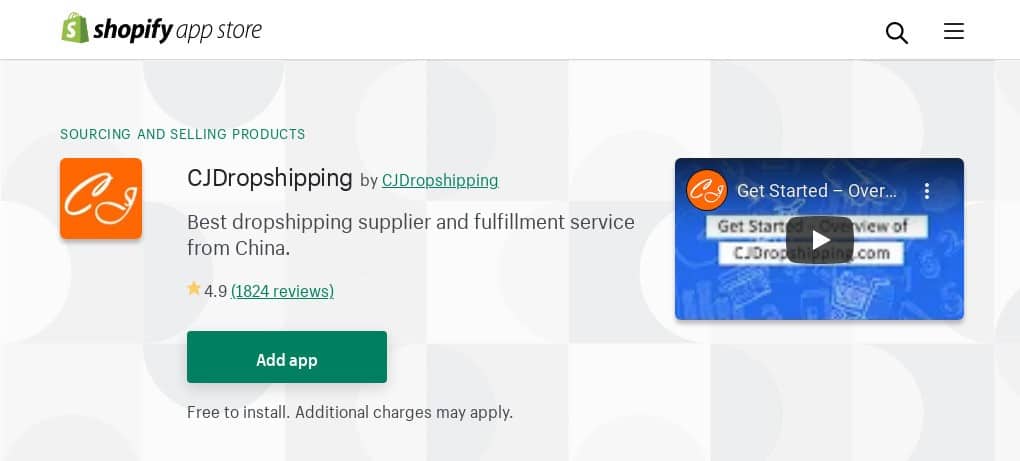 CJdropshipping app Shopify app store