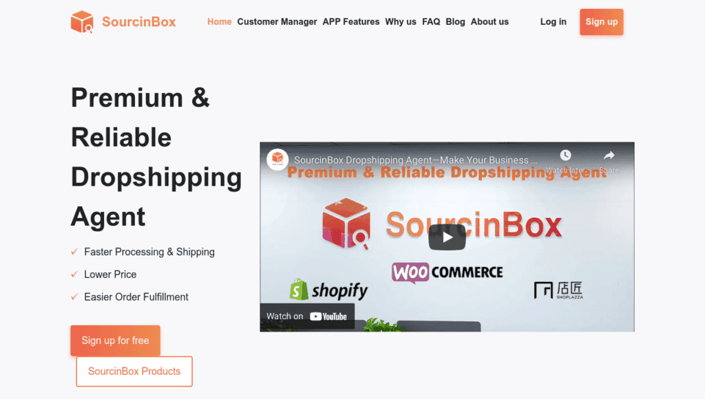 Homepage of SourcinBox