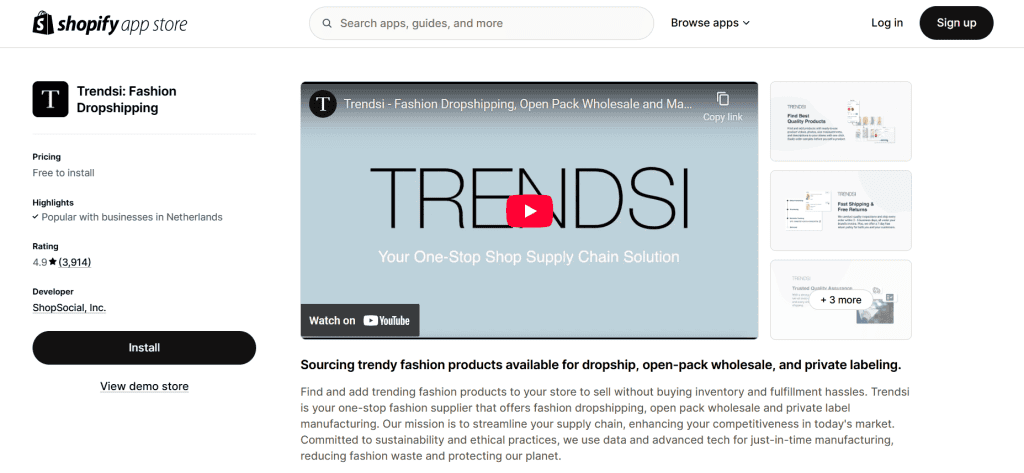 Trendsi Shopify app