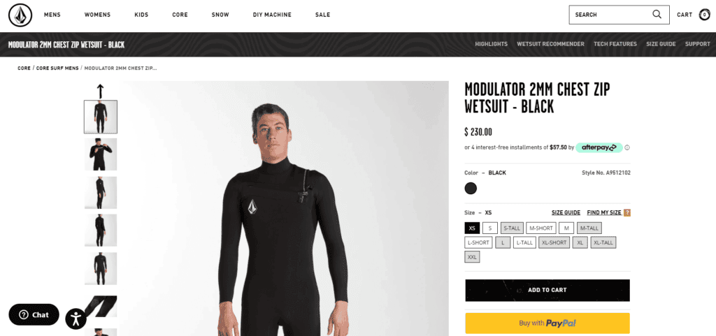 Wetsuits white label product example Volcom