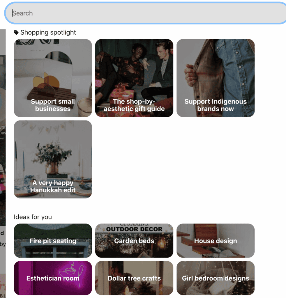 Recurso Explorar do Pinterest 