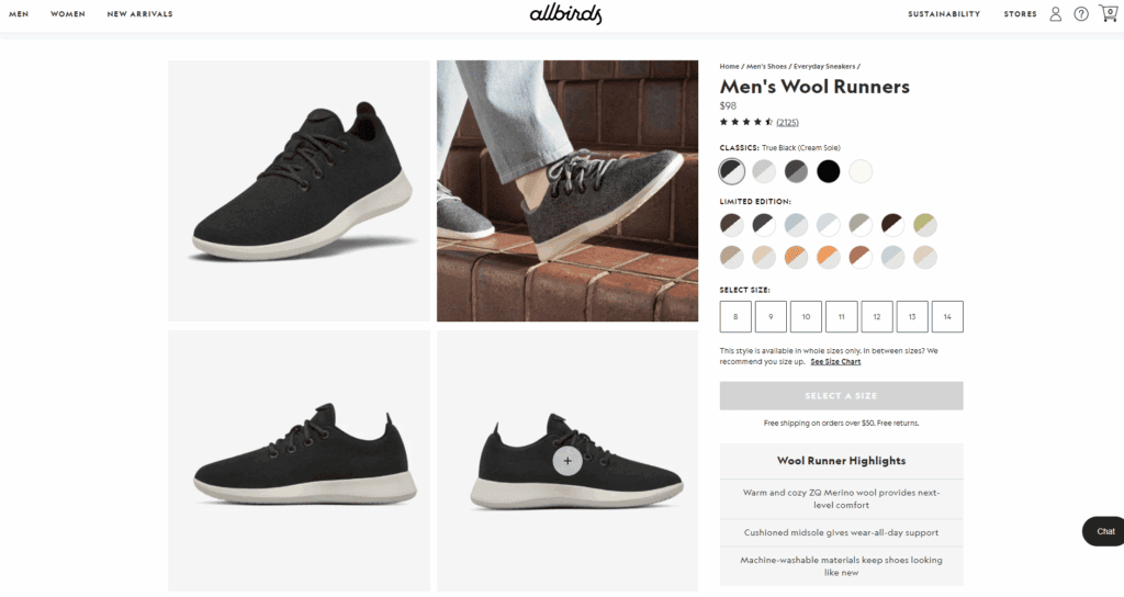 Allbirds landing page