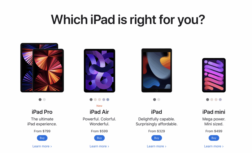 pagina de precios de ipad