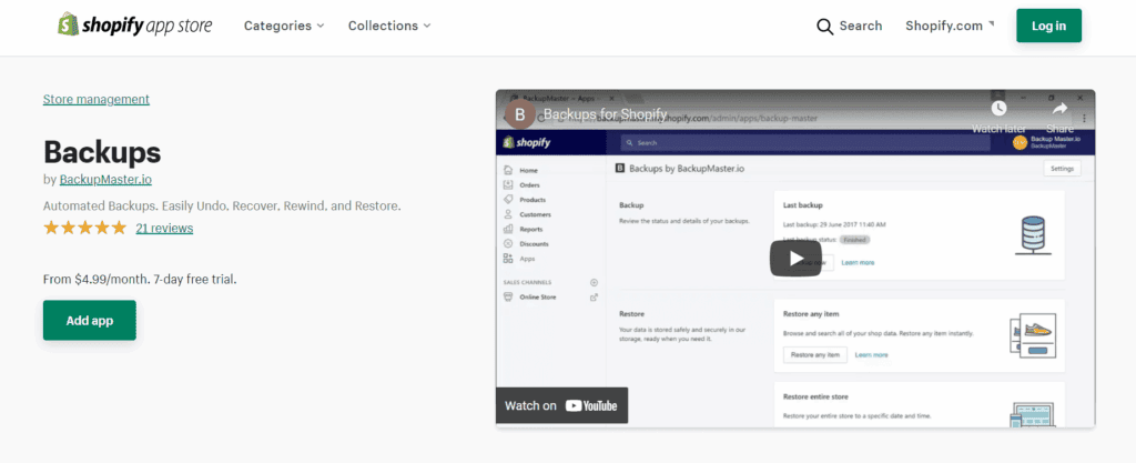 Backups - Shopify backup app