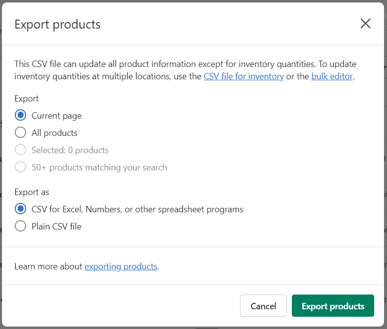 Shopify export orders in bulk with CSV