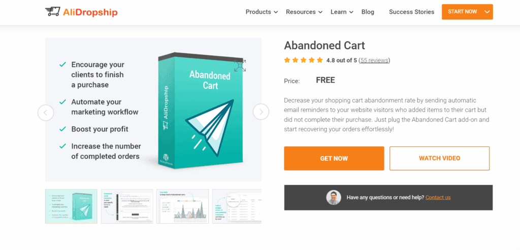 AliDropship abandoned cart add-on