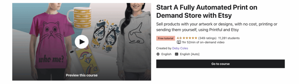 Starting an automated store in etsy course