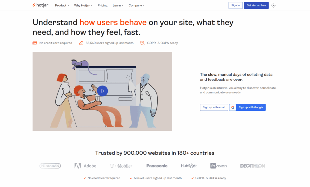 Hotjar customer behavior analytics tools