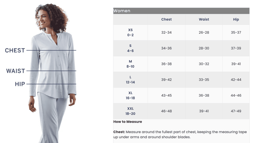 the company store sizing guide