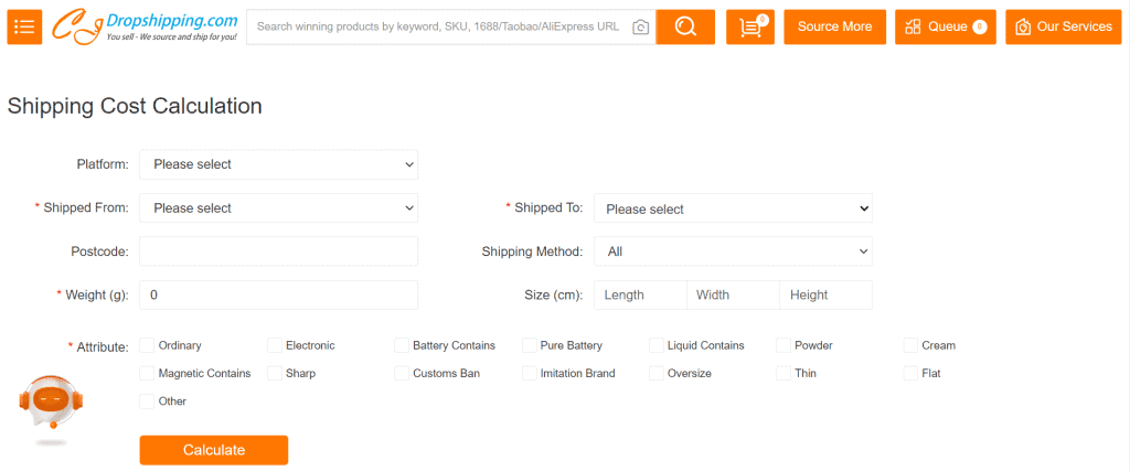 CJDropshipping shipping calculator