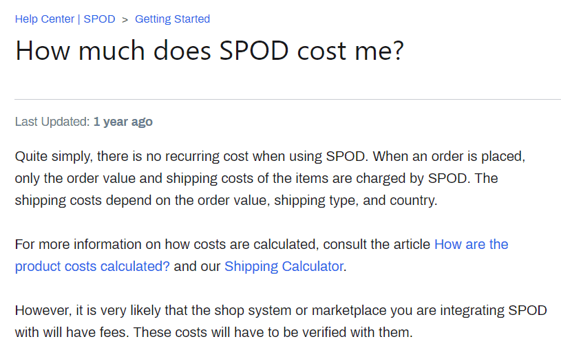 Pricing of SPOD