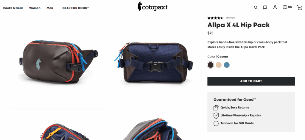 Cotopaxi product page example