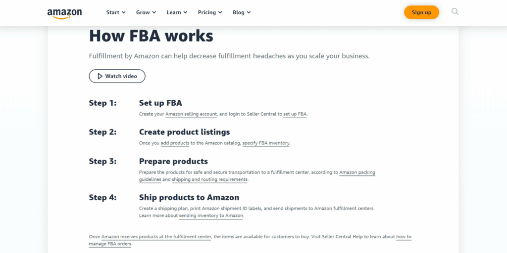 Como funciona o Amazon FBA