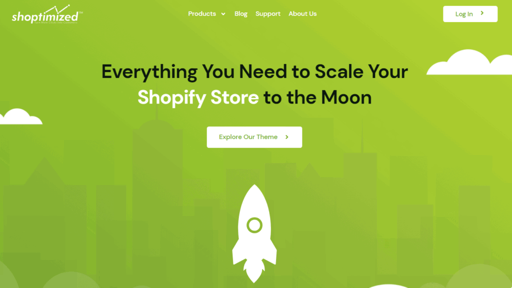 Home page of Shoptimized theme