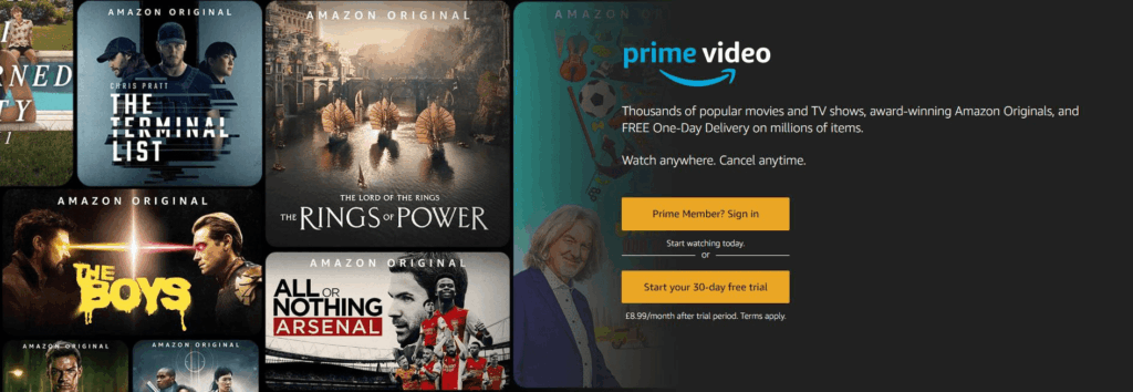 Amazon Prime's PPC landing page