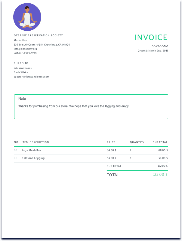 Branded invoicing of Spocket