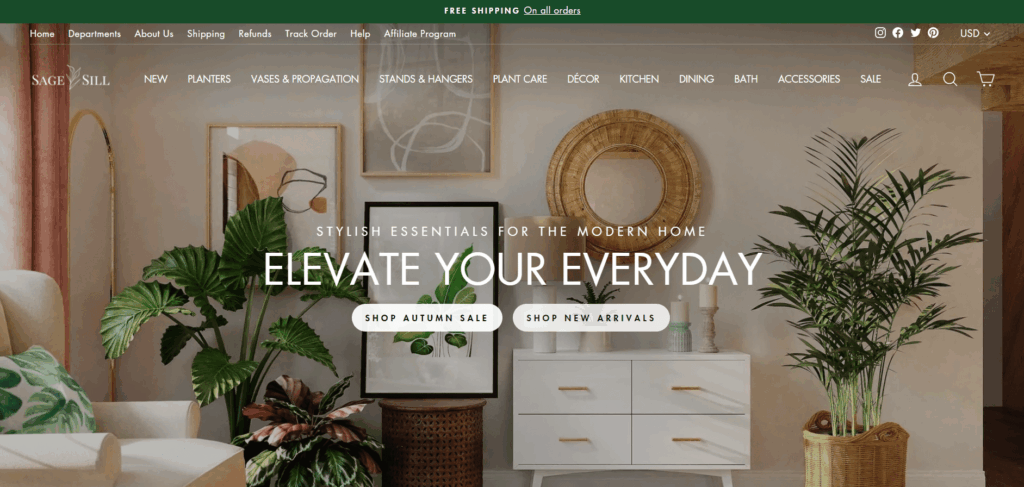 Sage & Sill homepage