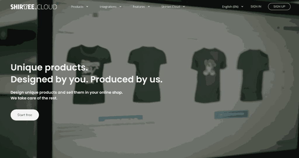 Shirtee homepage